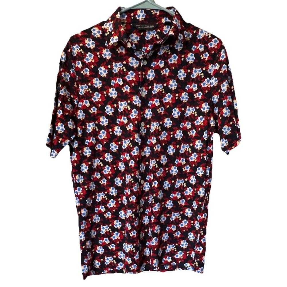 Hart Schaffner Marx Men's S HartSoft Cotton Woven Floral Hawaiian Short Sleeve